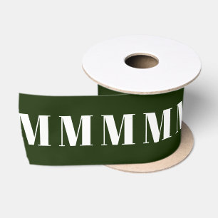 Modern dark green custom initial letter monogram satin ribbon