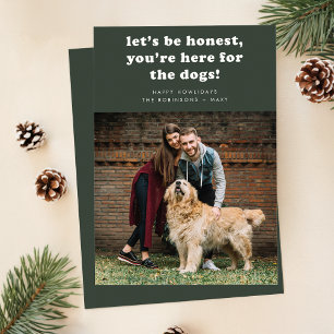 Modern Dark Green Funny Pet Dog Photo Christmas Holiday Card