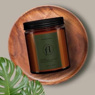 Modern Dark Green Logo Product Candle Label