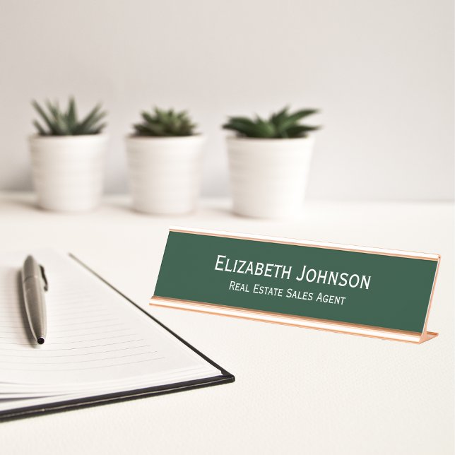 Modern Dark Green Professional Business Office Desk Name Plate (Modern Dark Green Professional Business Office Desk Name Plate)