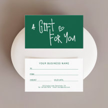 Modern Dark Green Promotional Gift Cards