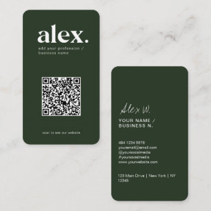 Modern Dark Green QR Code Logo Business Card