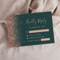Modern Dark Green Rose Gold Faux Glitter Edge