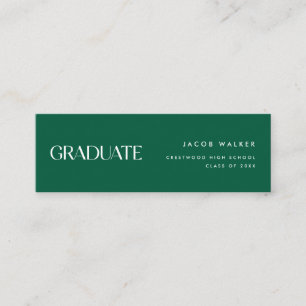 Modern Dark Green Striped Graduation Name Card