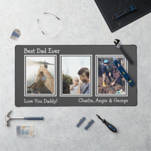 Modern Dark Grey 3 Photo Best Dad Desk Mat