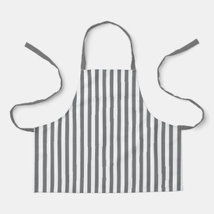 Modern Dark Grey and White Vertical Stripes Apron