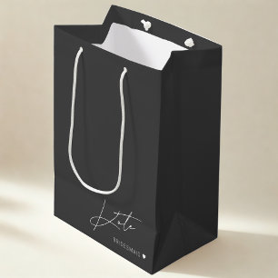 Modern Dark Grey Bridesmaid Proposal Gift Bag