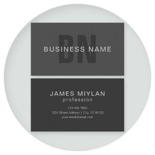 Modern Dark Grey Editable Monogram Design Template Business Card