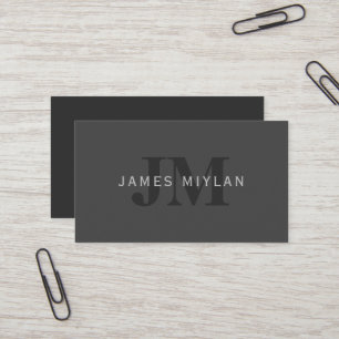 Modern Dark Grey Editable Monogram Design Template Business Card