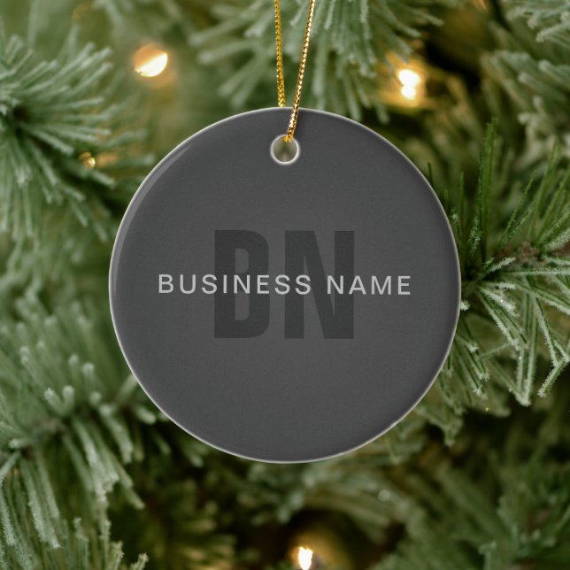 Modern Dark Grey Editable Monogram Design Template Ceramic Ornament (Tree)
