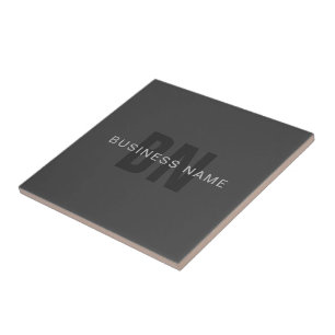 Modern Dark Grey Editable Monogram Design Template Ceramic Tile