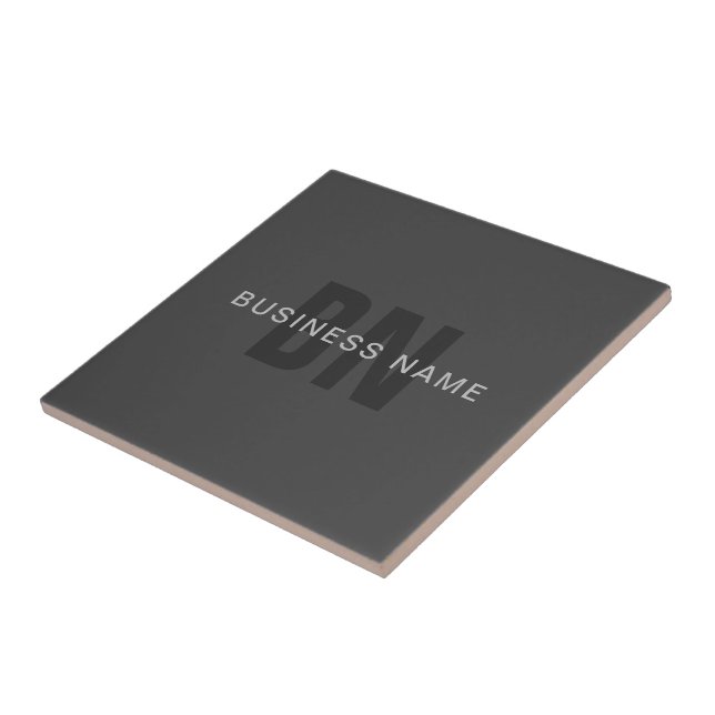 Modern Dark Grey Editable Monogram Design Template Ceramic Tile (Side)