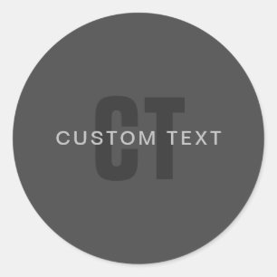 Modern Dark Grey Editable Monogram Design Template Classic Round Sticker