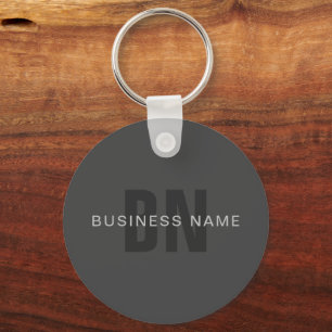 Modern Dark Grey Editable Monogram Design Template Key Ring