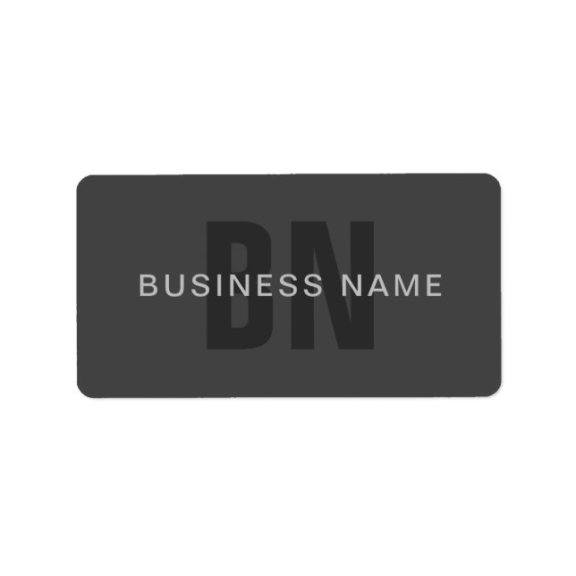 Modern Dark Grey Editable Monogram Design Template Label (Front)