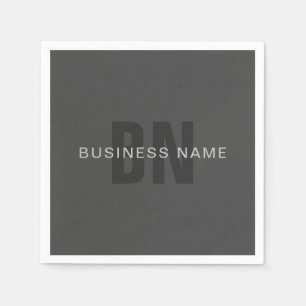 Modern Dark Grey Editable Monogram Design Template Napkin