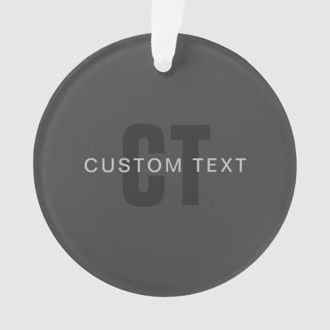 Modern Dark Grey Editable Monogram Design Template Ornament (Front)