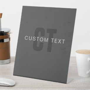 Modern Dark Grey Editable Monogram Design Template Pedestal Sign