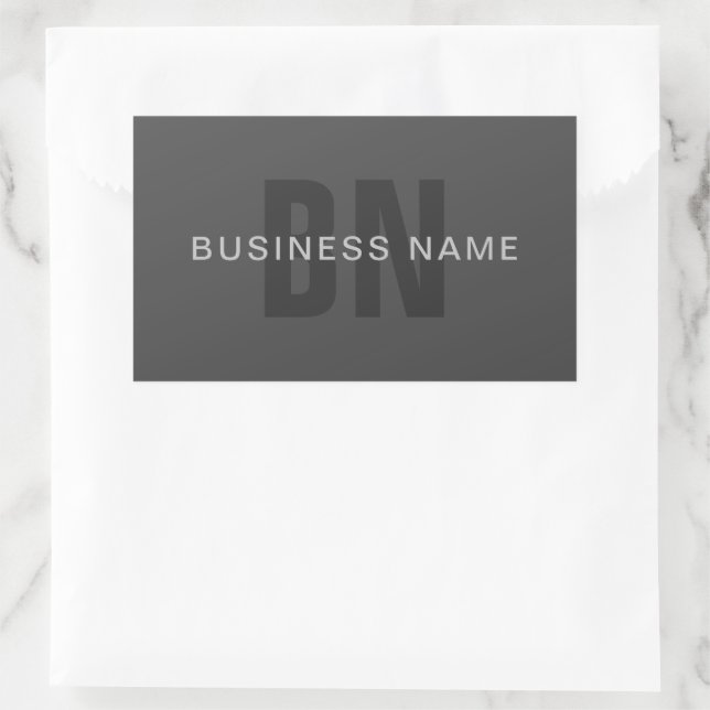 Modern Dark Grey Editable Monogram Design Template Rectangular Sticker (Bag)