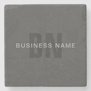 Modern Dark Grey Editable Monogram Design Template Stone Coaster