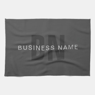 Modern Dark Grey Editable Monogram Design Template Tea Towel