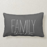 Modern dark grey family name Family Lumbar Cushion<br><div class="desc">Modern dark grey family name Family lumbar pillow.
You can easily change the text and name.</div>