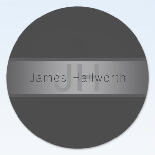 Modern Dark Grey Gradient Name or Business Name  Classic Round Sticker