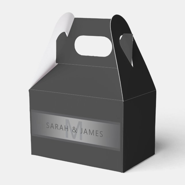 Modern Dark Grey Gradient Name or Business Name  Favour Box (Front Side)