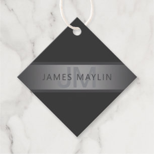 Modern Dark Grey Gradient Name or Business Name Favour Tags