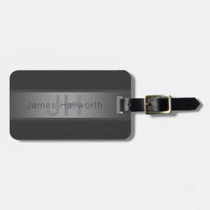Modern Dark Grey Gradient Name or Business Name Luggage Tag