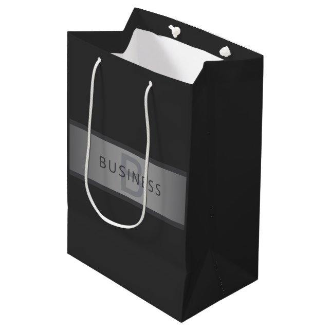 Modern Dark Grey Gradient Name or Business Name  Medium Gift Bag (Front Angled)