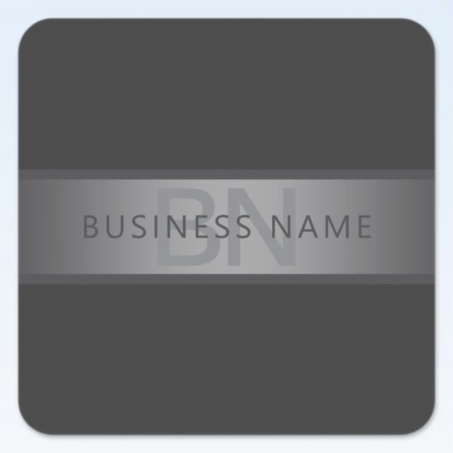 Modern Dark Grey Gradient Name or Business Name  Square Sticker (Creator Uploaded)