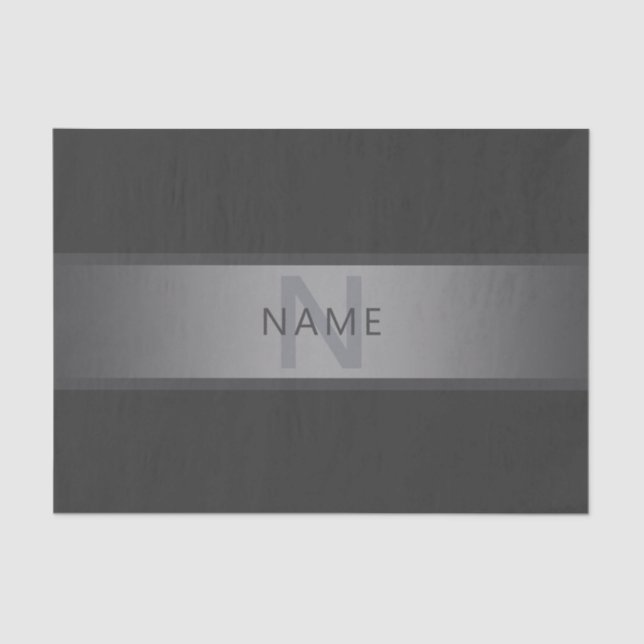 Modern Dark Grey Gradient Name or Business Name  Tissue Paper (Front)
