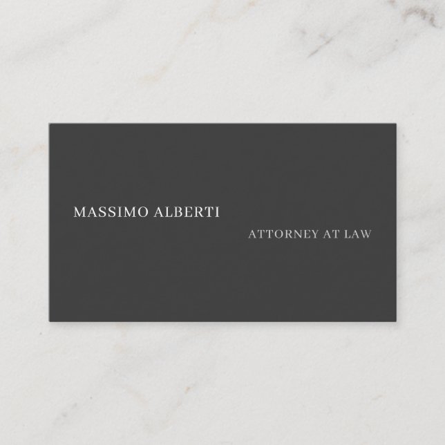 Modern Dark Grey Minimalist Plain Creative Business Card (Front)