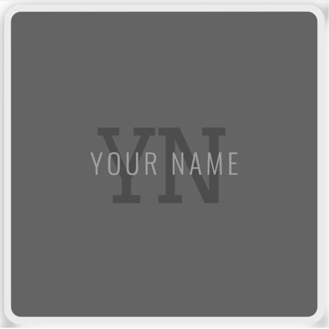 Modern Dark Grey Monogrammed Name (or other text) (Front)