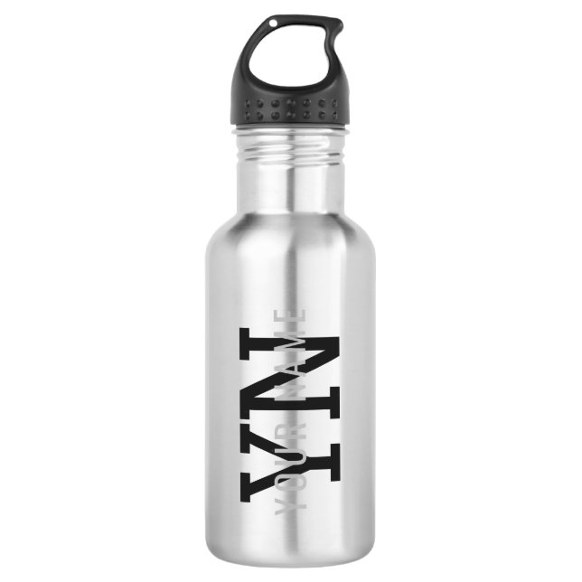 Modern Dark Grey Monogrammed Name (or other text) 710 Ml Water Bottle (Front)