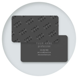 Modern Dark Grey Monogrammed Name (or other text) Business Card