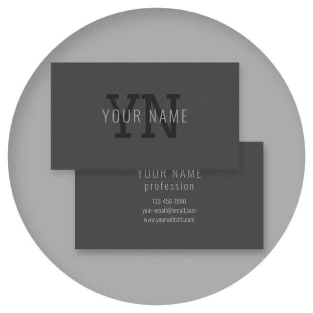 Modern Dark Grey Monogrammed Name (or other text) Business Card (Creator Uploaded)
