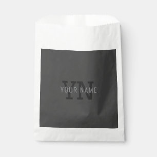Modern Dark Grey Monogrammed Name (or other text) Favour Bag
