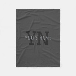 Modern Dark Grey Monogrammed Name (or other text) Fleece Blanket