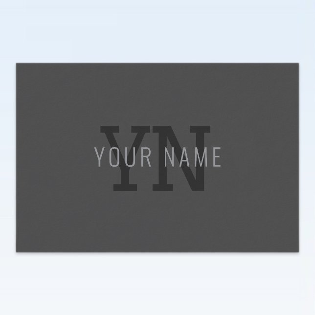 Modern Dark Grey Monogrammed Name (or other text) Food Label (Creator Uploaded)