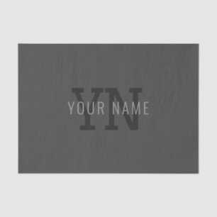 Modern Dark Grey Monogrammed Name (or other text) Tissue Paper