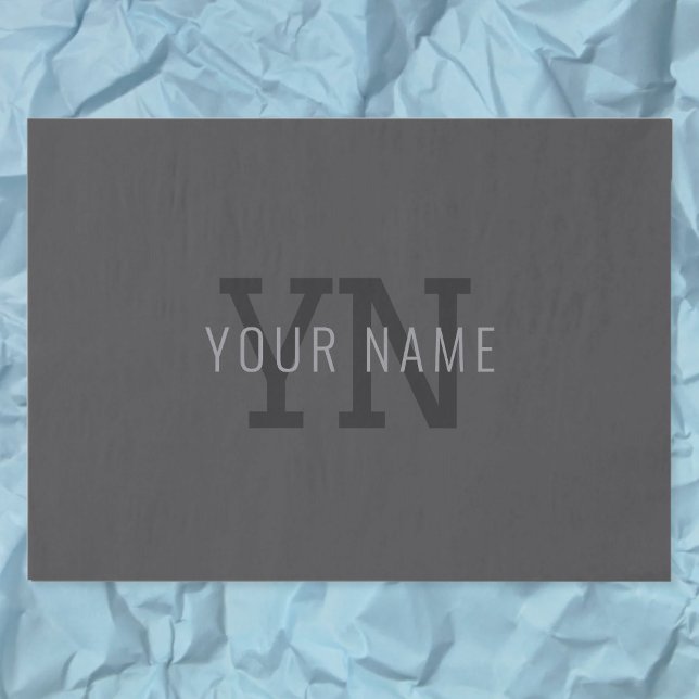 Modern Dark Grey Monogrammed Name (or other text) Tissue Paper (Creator Uploaded)