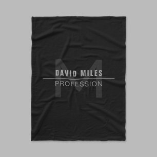 Modern Dark Grey Professional Name  Fleece Blanket