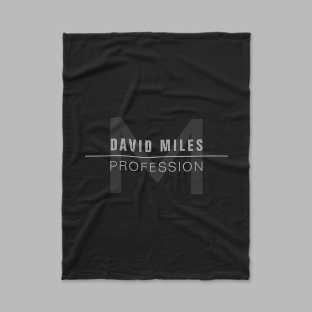 Modern Dark Grey Professional Name  Fleece Blanket (Creator Uploaded)