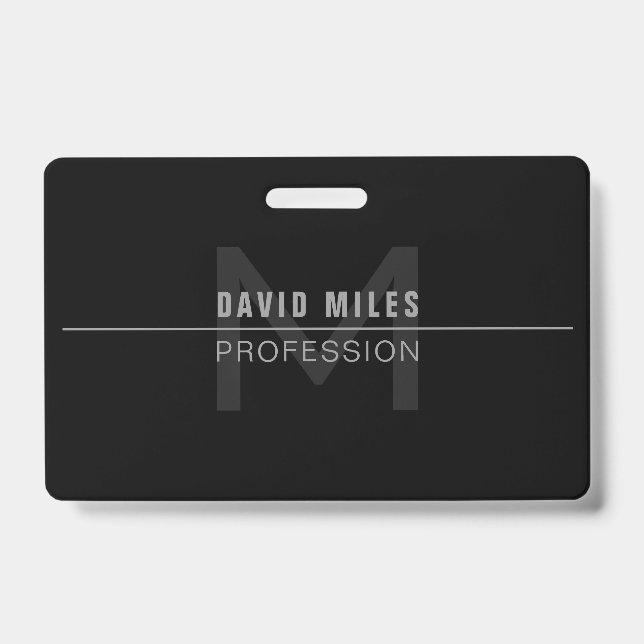 Modern Dark Grey Professional Name  ID Badge (Front)