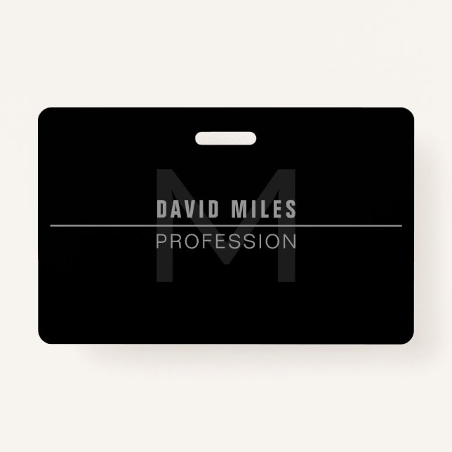 Modern Dark Grey Professional Name  ID Badge (Front)