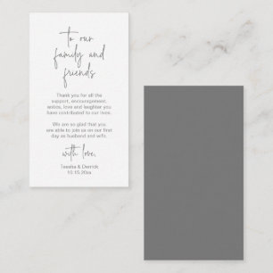 Modern Dark Grey Script, Wedding Thank you Enclosure Card