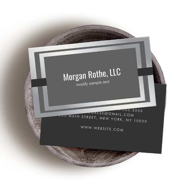 Modern Dark Grey Silver Professional Business Card (Creator Uploaded)