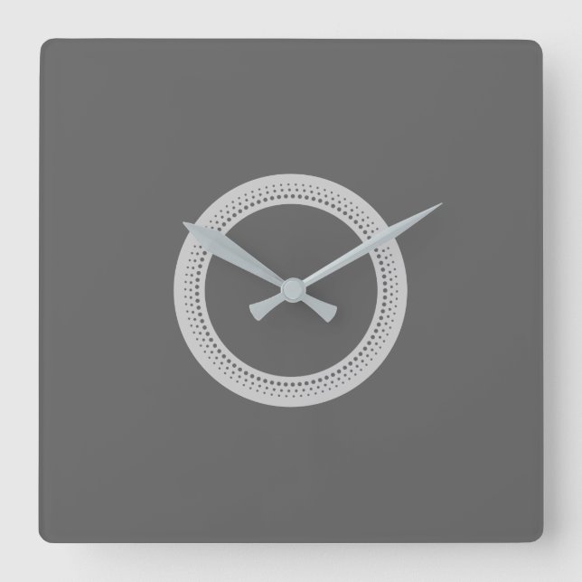 Modern Dark Grey Square Wall Clock (Front)